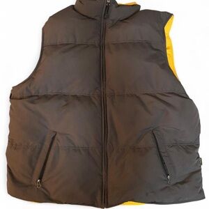 EDDIE BAUER REVERSIBLE PUFFER VEST GRAY YELLOW GOOSE DOWN OUTDOOR XXL Tall